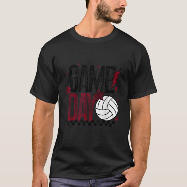 Volleyball Game Day Retro Girls Volleyball Mom Mar T-Shirt (Front)