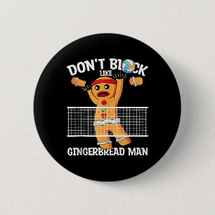 Volleyball Gingerbread Man Volleyball Blocker Chri 2 Inch Round Button