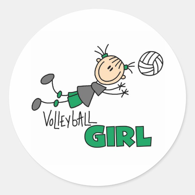 Volleyball Girl Classic Round Sticker (Front)