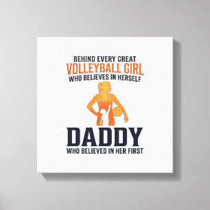Volleyball Girl Daddy Vintage Engraving Shirt Desi Canvas Print