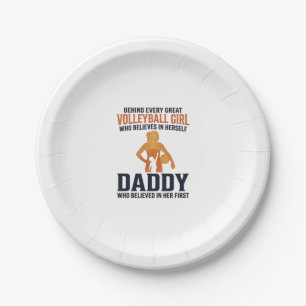 Volleyball Girl Daddy Vintage Engraving Shirt Desi Paper Plate
