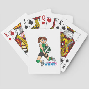 Volleyball Girl Playing Cards
