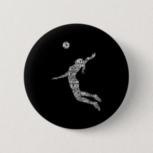 Volleyball Girl Women Youth Player 2 Inch Round Button
