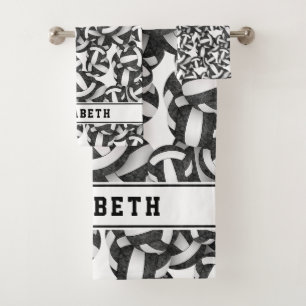 volleyball girls name athletic black white  bath towel set