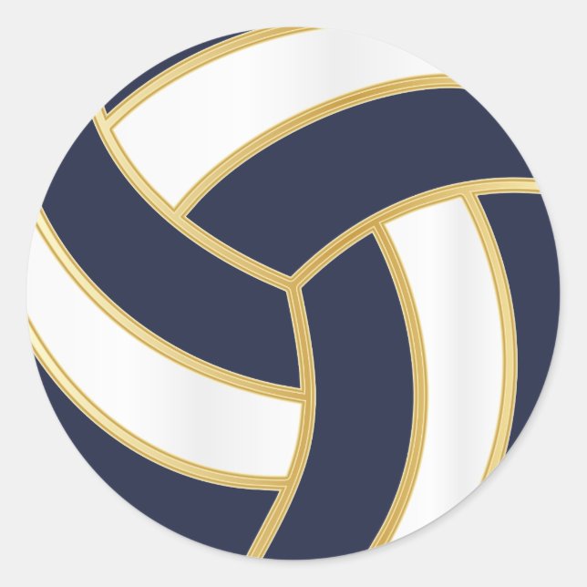 Volleyball | Gold, White and  DIY Background Colou Classic Round Sticker (Front)