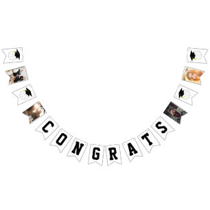 Volleyball Graduation Sports Black White Bunting Flags