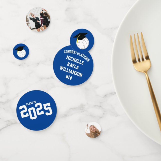 Volleyball Graduation Sports Blue Confetti (Group)