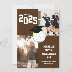 Volleyball Graduation Sports Brown Announcement