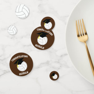 Volleyball Graduation Sports Brown Confetti