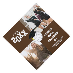 Volleyball Graduation Sports Brown Graduation Cap Topper