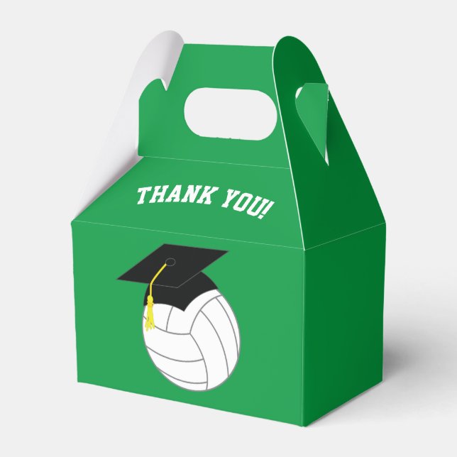 Volleyball Graduation Sports Green Favor Box (Front Side)
