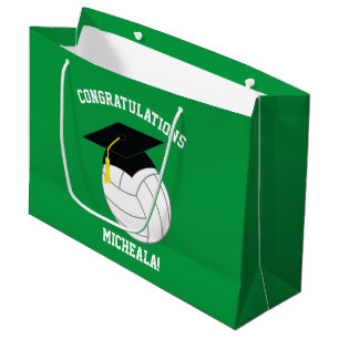 Volleyball Graduation Sports Green Large Gift Bag