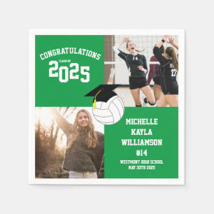 Volleyball Graduation Sports Green Napkin