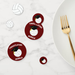 Volleyball Graduation Sports Maroon Confetti