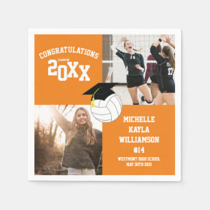 Volleyball Graduation Sports Orange Napkin
