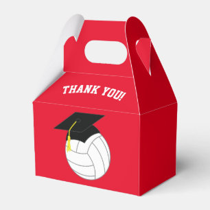 Volleyball Graduation Sports Red Favor Box