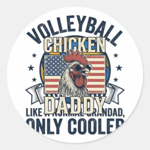 Volleyball Grandad Vintage Funny Shirt Design_1 Classic Round Sticker