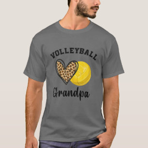Volleyball Grandpa Leopard Heart Sports Players Fa T-Shirt