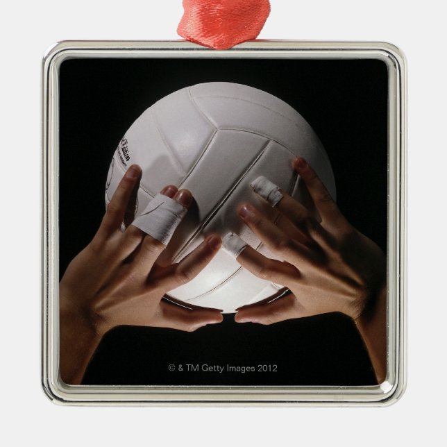 Volleyball Hands Metal Ornament (Front)