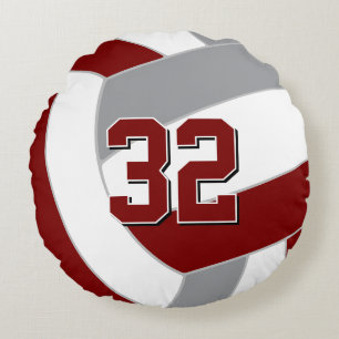 volleyball happy place maroon grey ANY team colour Round Pillow