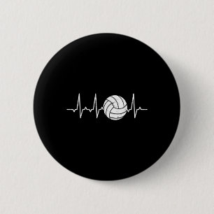 Volleyball Heartbeat Cute Fun  2 Inch Round Button