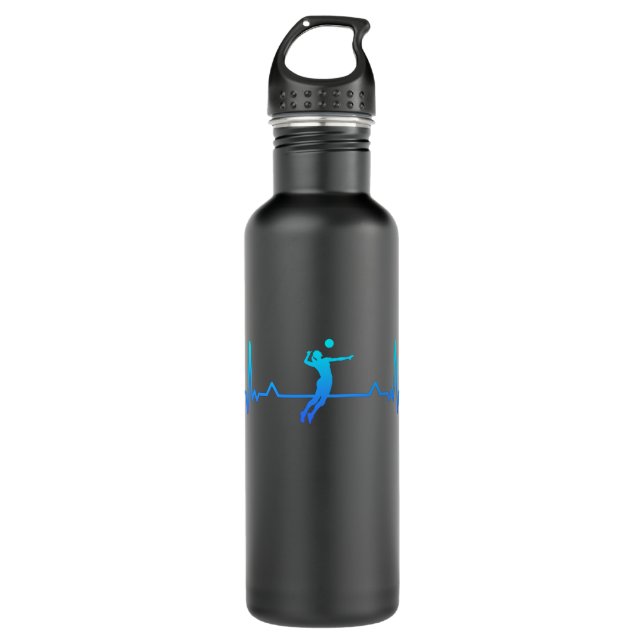Volleyball Heartbeat Line Womens Gift 710 Ml Water Bottle (Front)