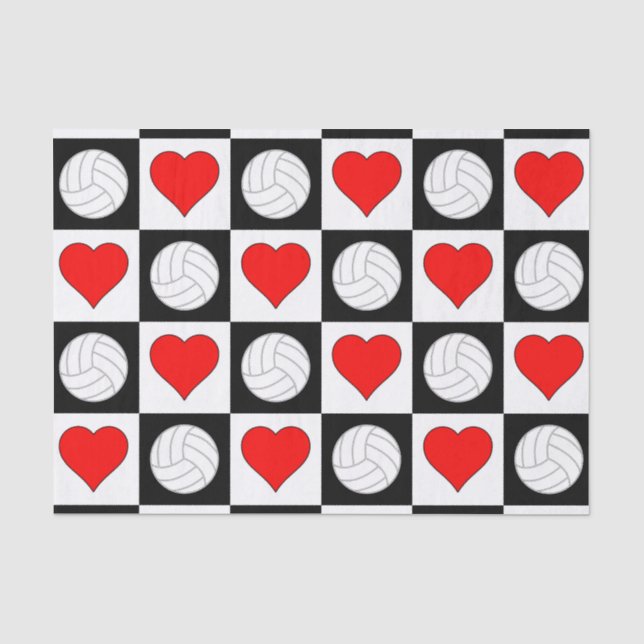 Volleyball Hearts Love Gift Wrapping Tissue Paper (Front)