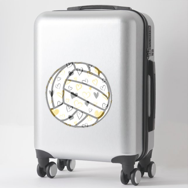 Volleyball Hearts Vinyl Decal (Suitcase)