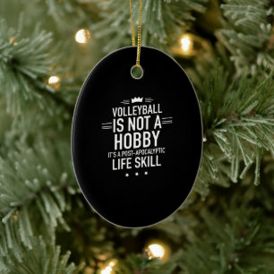 Volleyball hobby white ceramic ornament