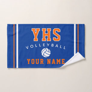 Volleyball Icon, Custom Name & School, Team Gift H Hand Towel