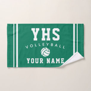 Volleyball Icon, Custom Name & School, Team Gift H Hand Towel