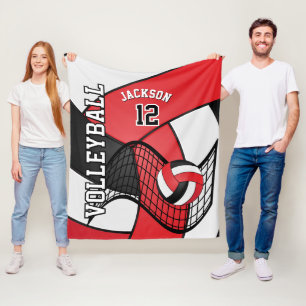 Volleyball 🏐 in a Red, White and Black Fleece Blanket