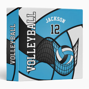 Volleyball in Baby Blue, Black and White Binder