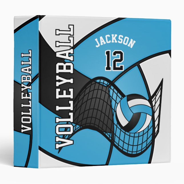 Volleyball in Baby Blue, Black and White Binder (Front/Spine)