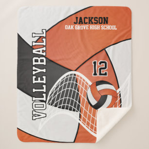 Volleyball 🏐 in Black, Orange and White  Sherpa Blanket