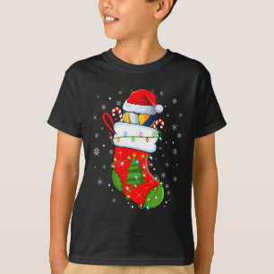 Volleyball In Christmas Socks Funny Santa Volleyba T-Shirt