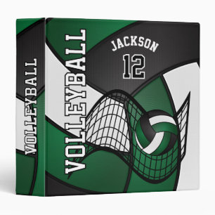 Volleyball in Dark Green, Black and White Binder
