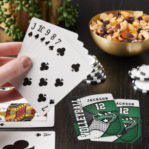 Volleyball in Dark Green, Black and White Playing Cards