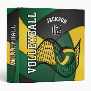 Volleyball in Dark Green, Black and Yellow Binder