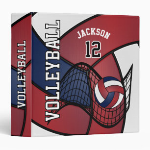 Volleyball in Dark Red, Blue and White Binder