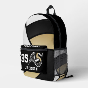 Volleyball in Gold, White and Black Printed Backpack