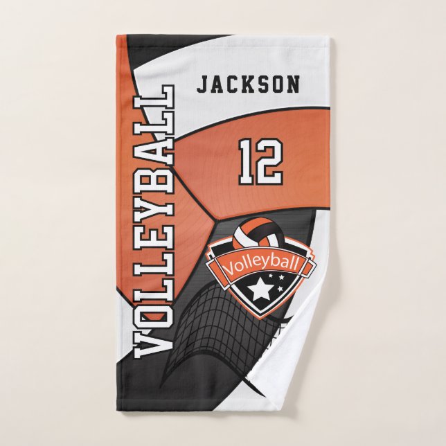 Volleyball in Orange, Black and White Hand Towel (Hand Towel)
