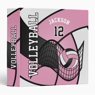 Volleyball in Pink, Black and White Binder