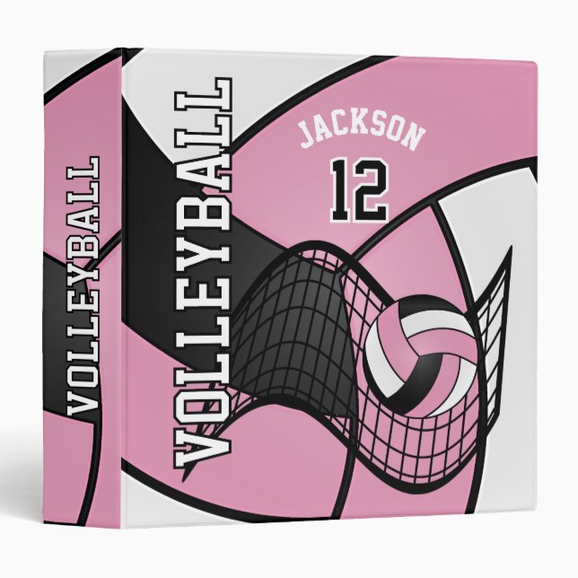 Volleyball in Pink, Black and White Binder (Front/Spine)