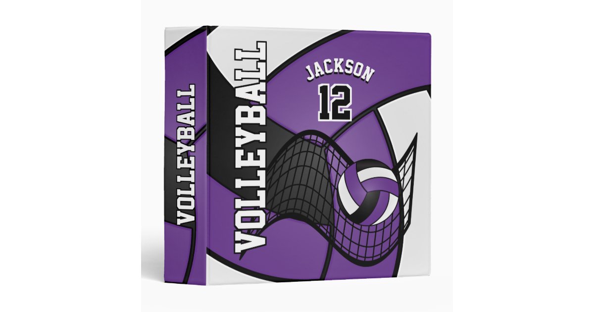 Volleyball in Purple, Black and White Binder | Zazzle.ca