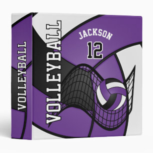 Volleyball in Purple, Black and White Binder