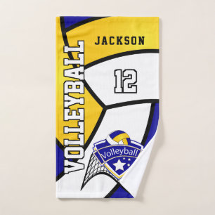 Volleyball in Yellow, Blue and White Hand Towel