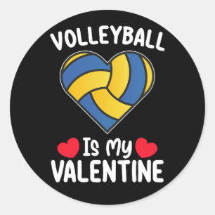 Volleyball Is My Valentine Day Sports Classic Round Sticker