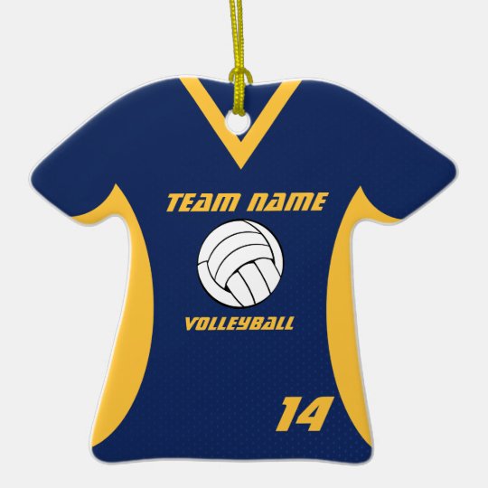 Volleyball Jersey Blue and Yellow Ceramic Ornament Zazzle.ca