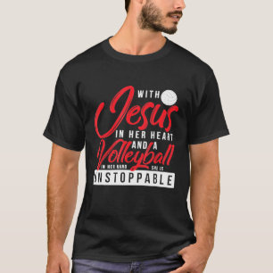 Volleyball Jesus Christian Heart Sports  Girl T-Shirt